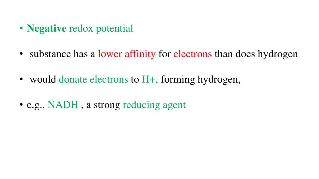 negative redox potential