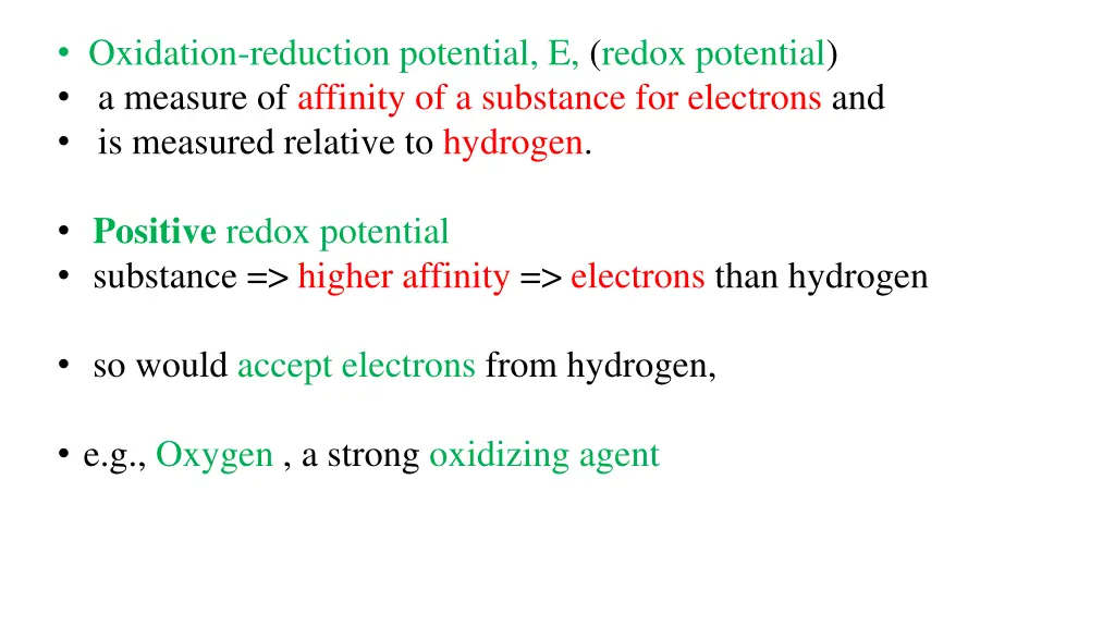 oxidation reduction potential e redox potential