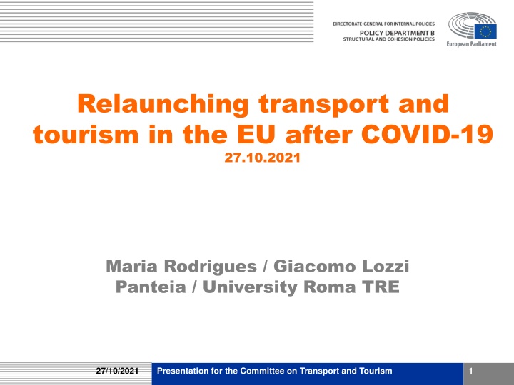 relaunching transport and tourism in the eu after