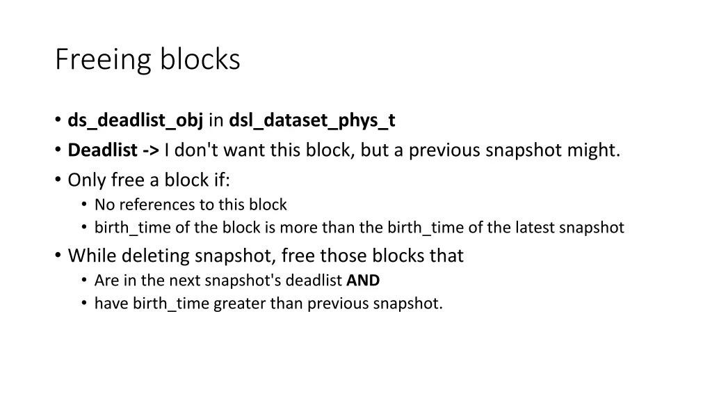 freeing blocks