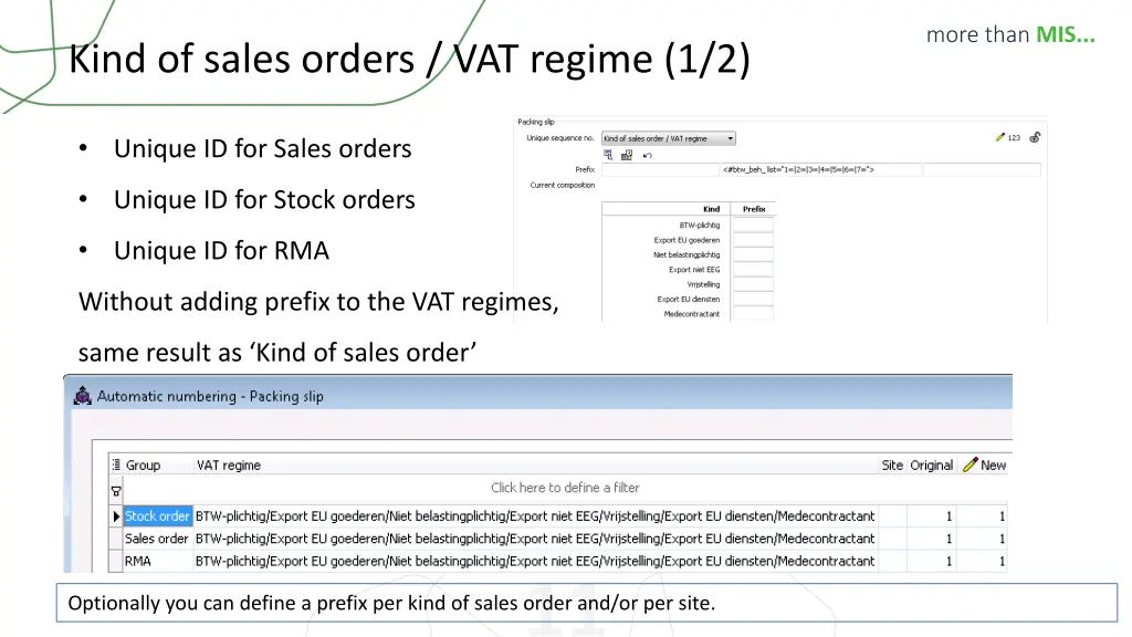 kind of sales orders vat regime 1 2