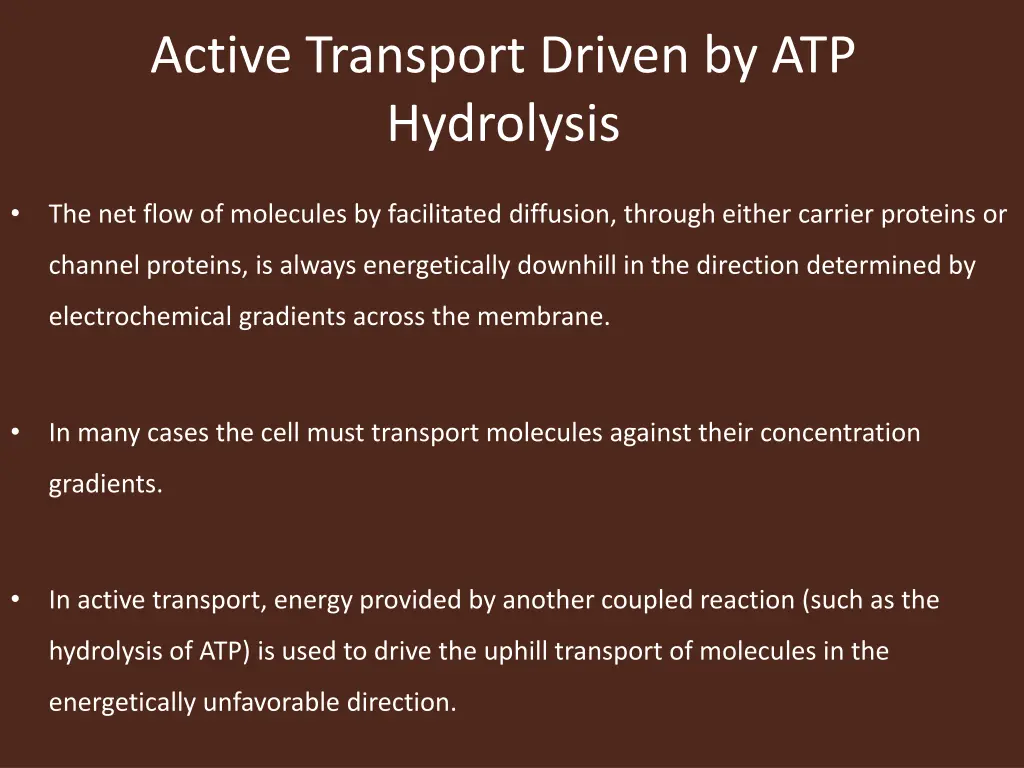 active transport driven by atp hydrolysis