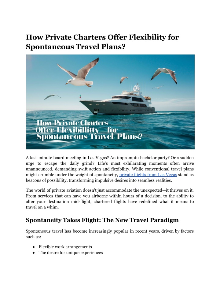 how private charters offer flexibility