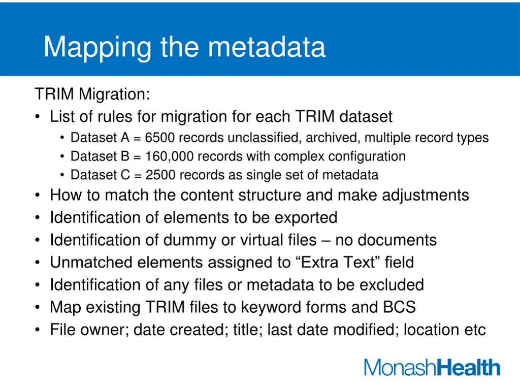 mapping the metadata