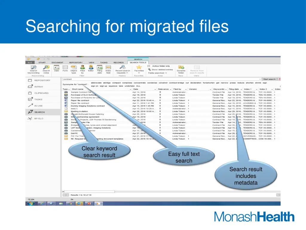 searching for migrated files