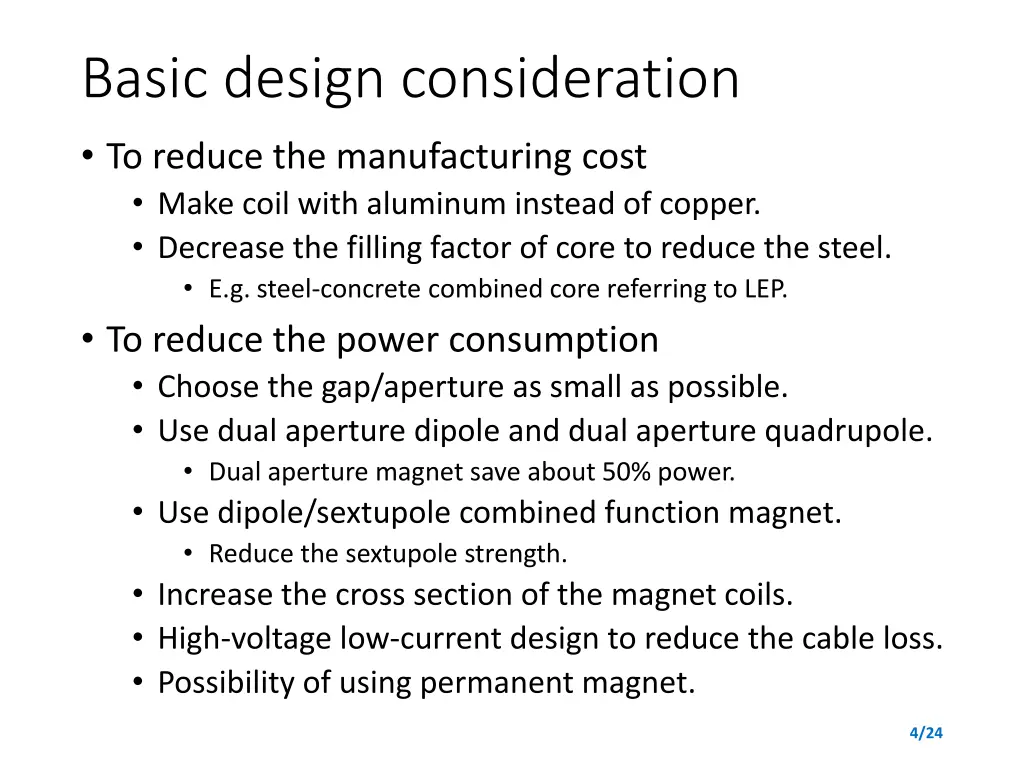 basic design consideration to reduce