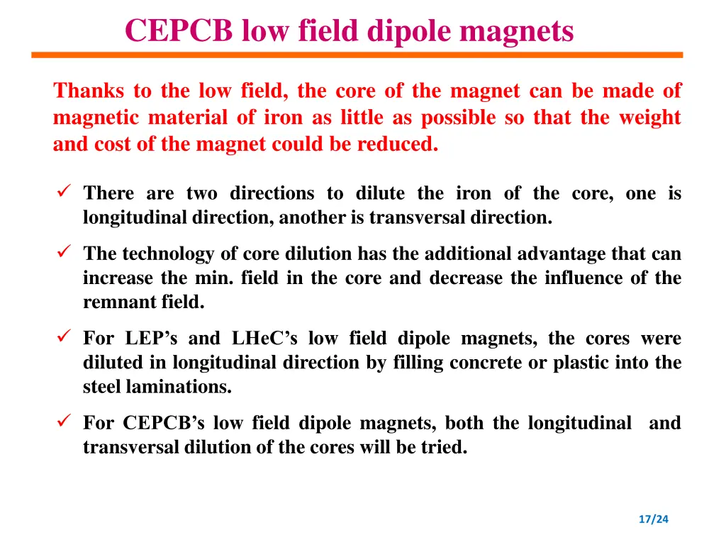 cepcb low field dipole magnets 1