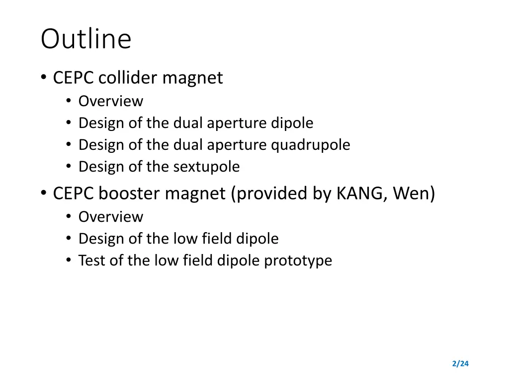 outline cepc collider magnet overview design