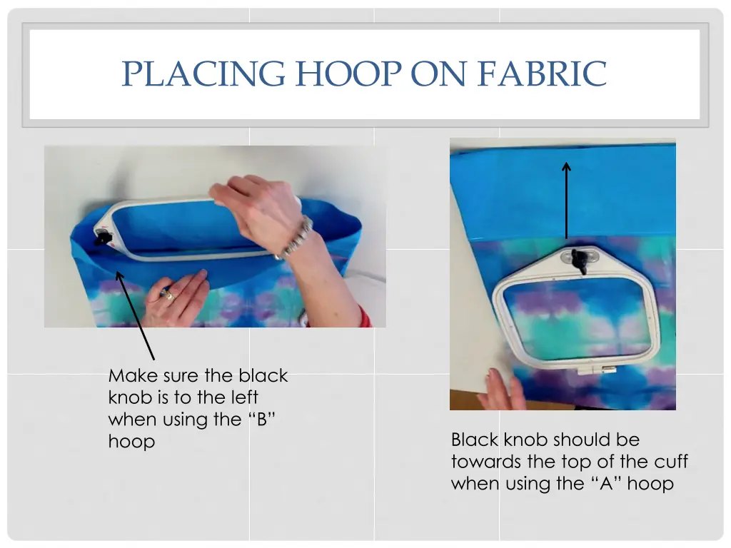 placing hoop on fabric