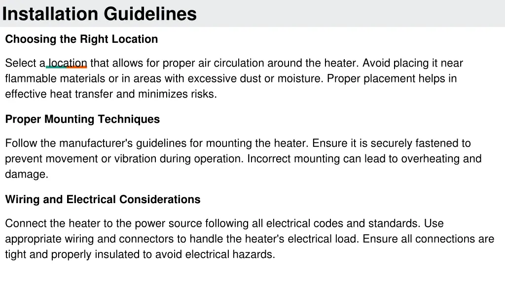 installation guidelines