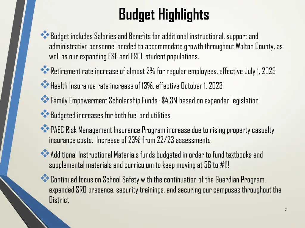 budget highlights