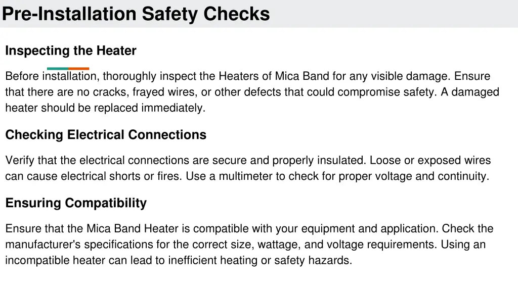 pre installation safety checks