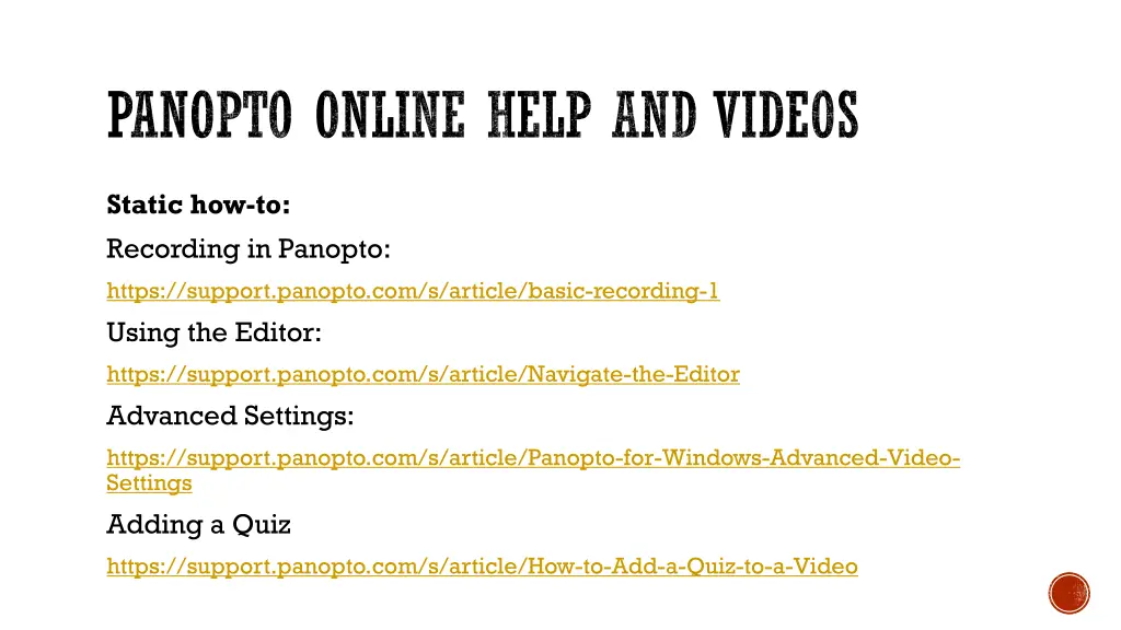 panopto online help and videos 1