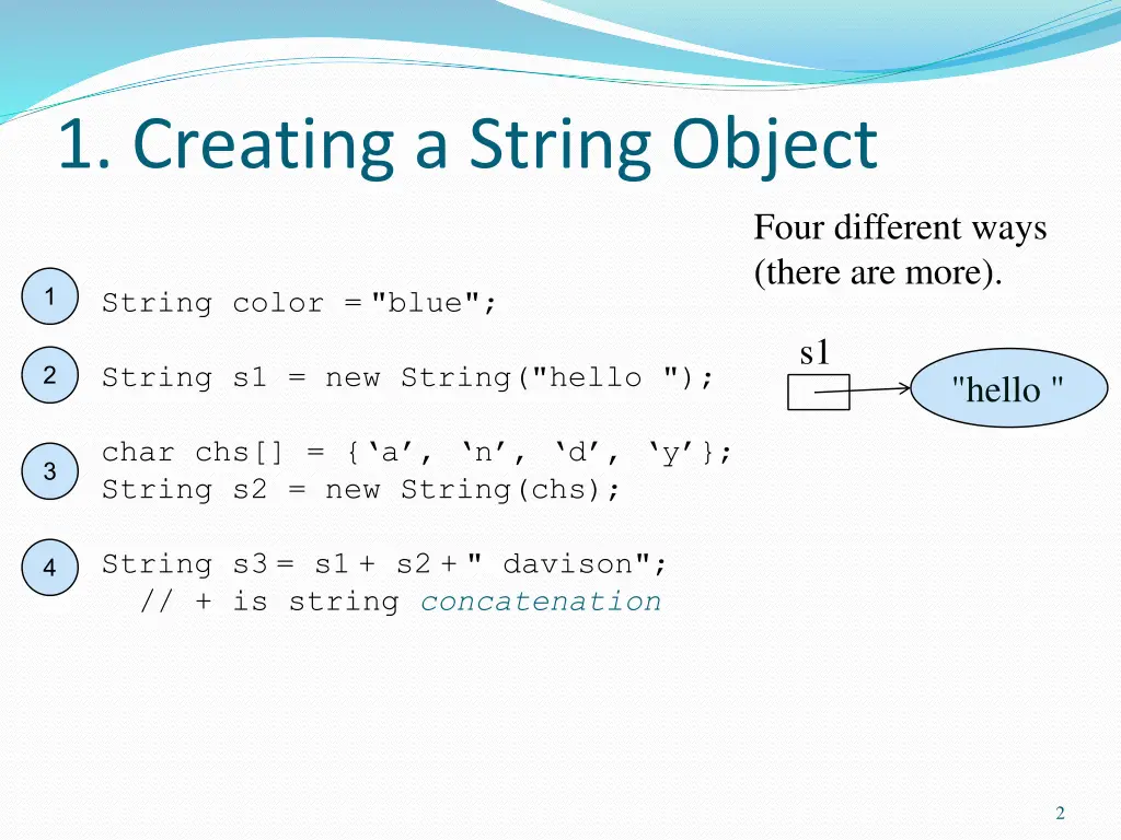 1 creating a string object