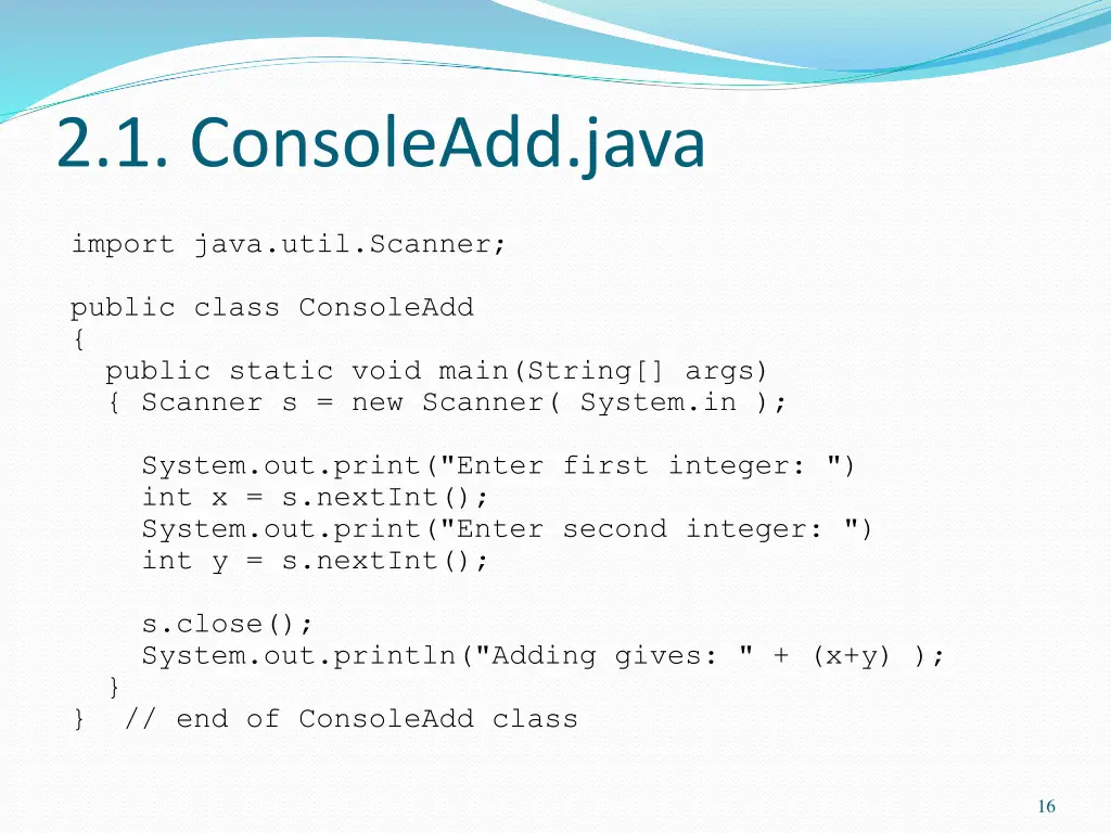 2 1 consoleadd java