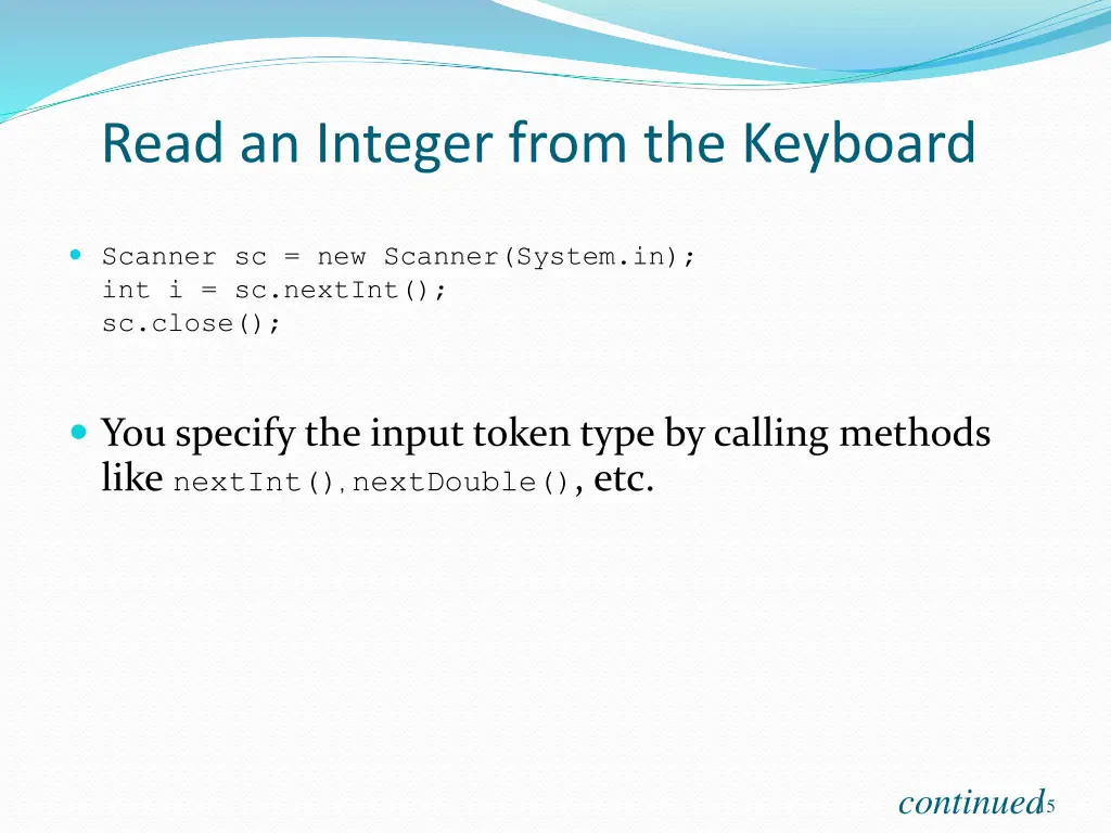 read an integer from the keyboard