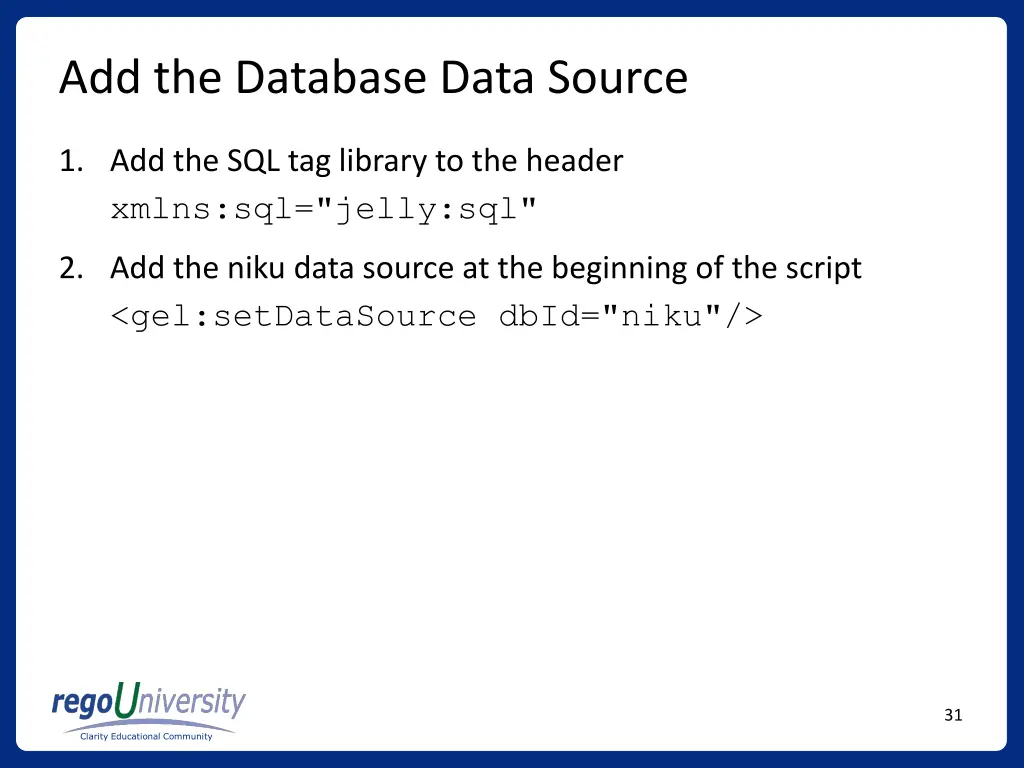 add the database data source