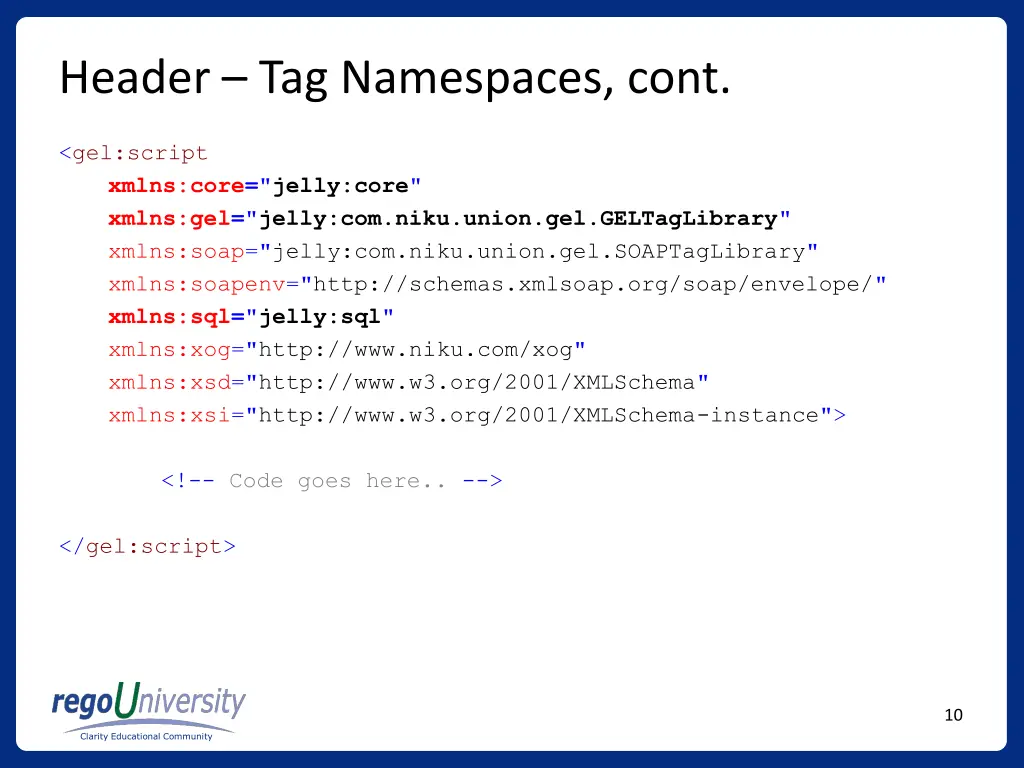 header tag namespaces cont