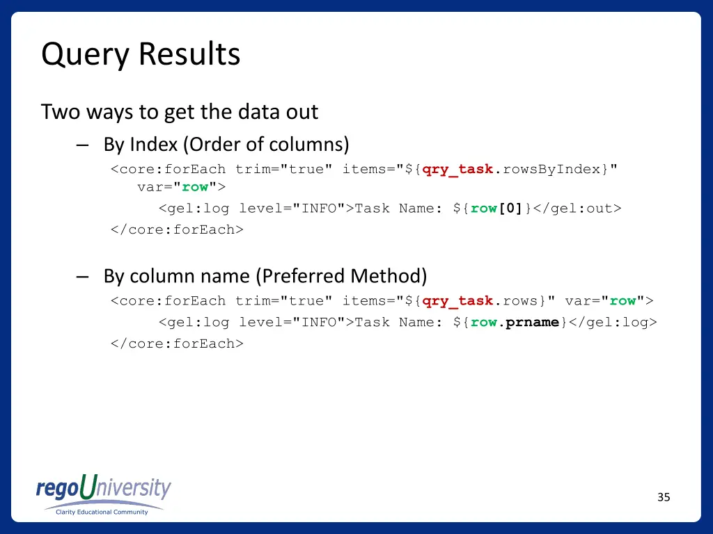 query results