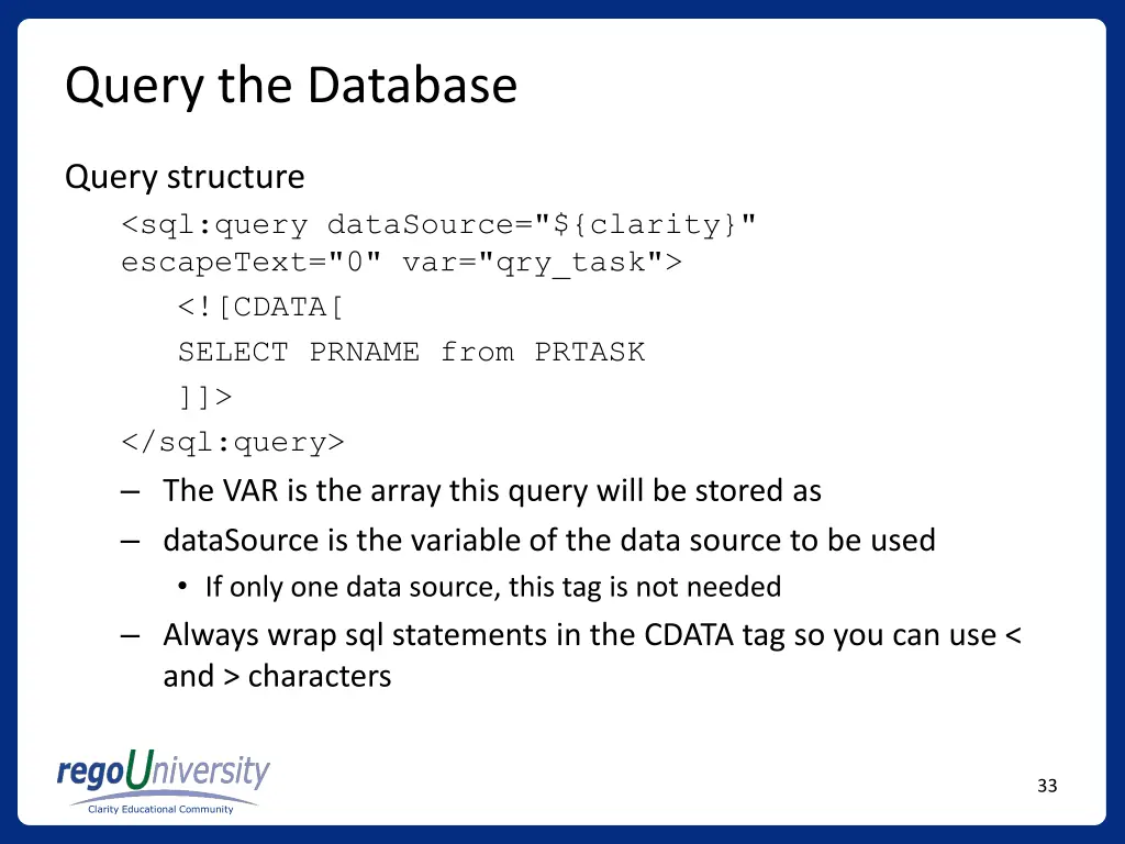 query the database