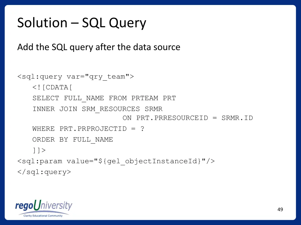 solution sql query