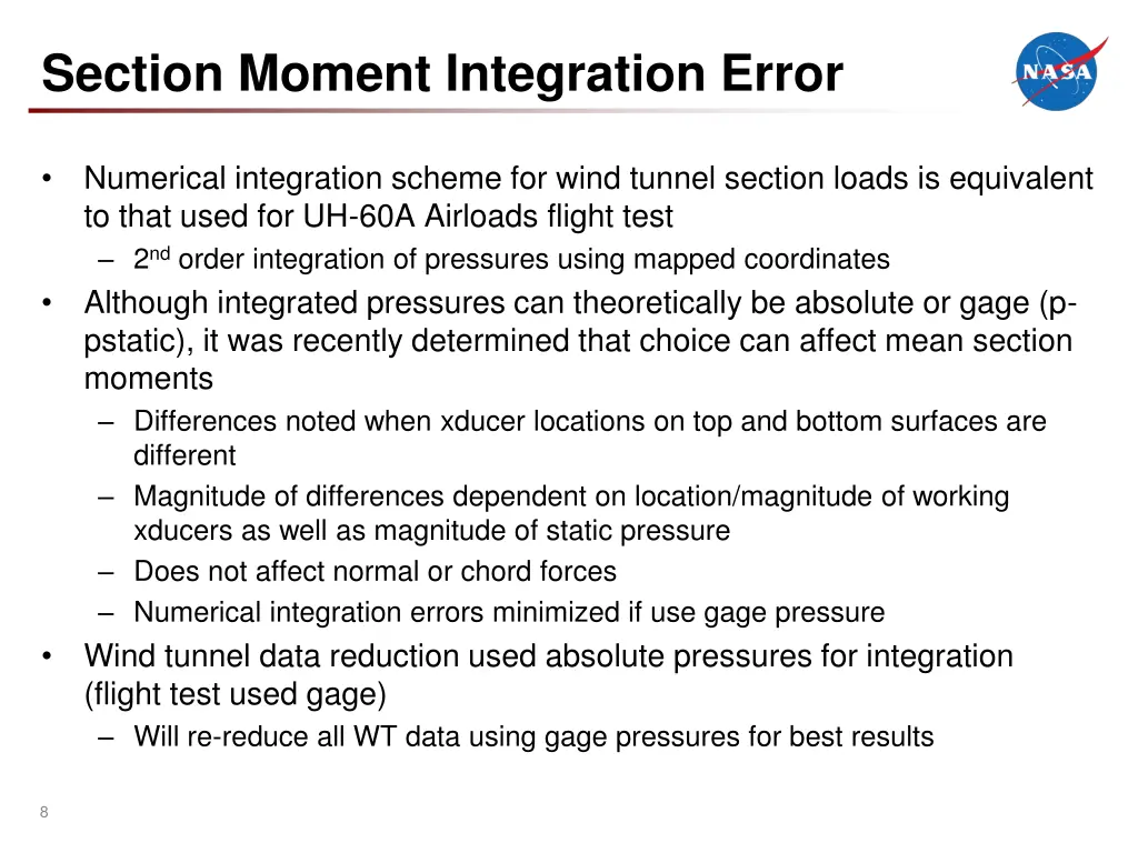 section moment integration error