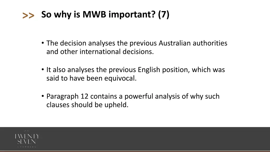 so why is mwb important 7