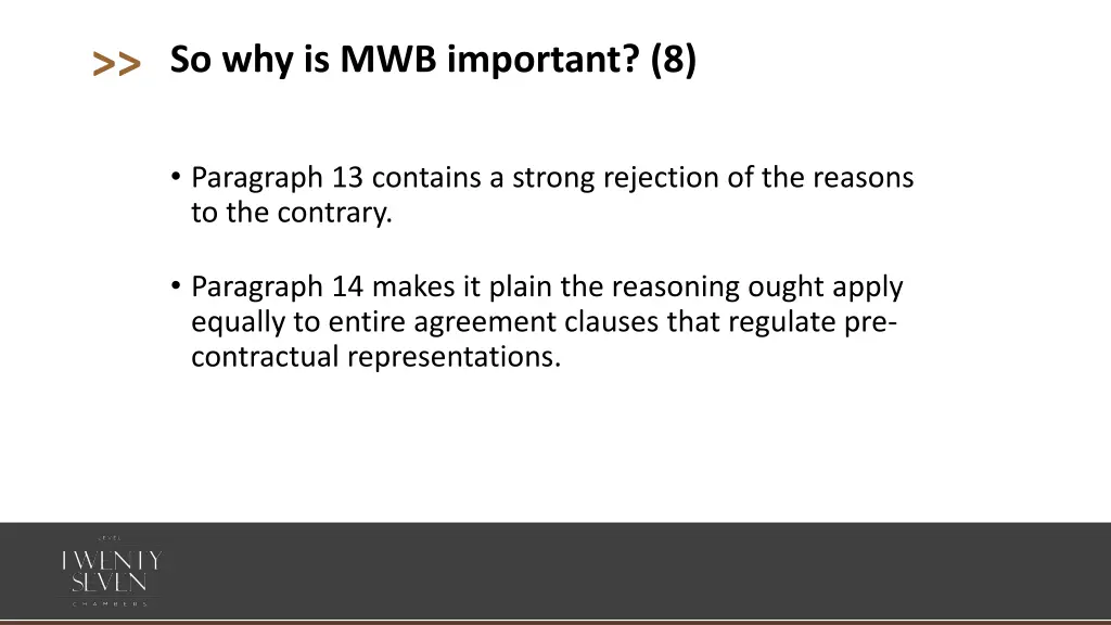 so why is mwb important 8