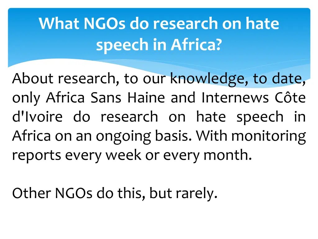 what ngos do research on hate speech in africa