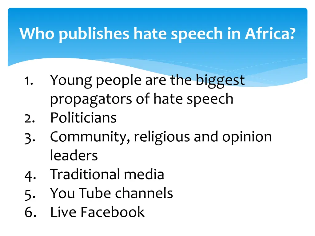 who publishes hate speech in africa