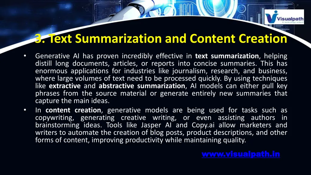 3 text summarization and content creation