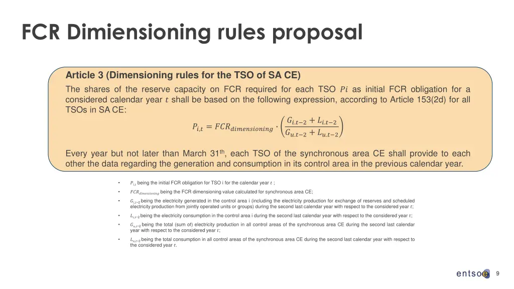 fcr dimiensioning rules proposal 1