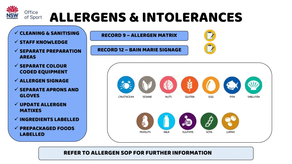 allergens intolerances cleaning sanitising staff