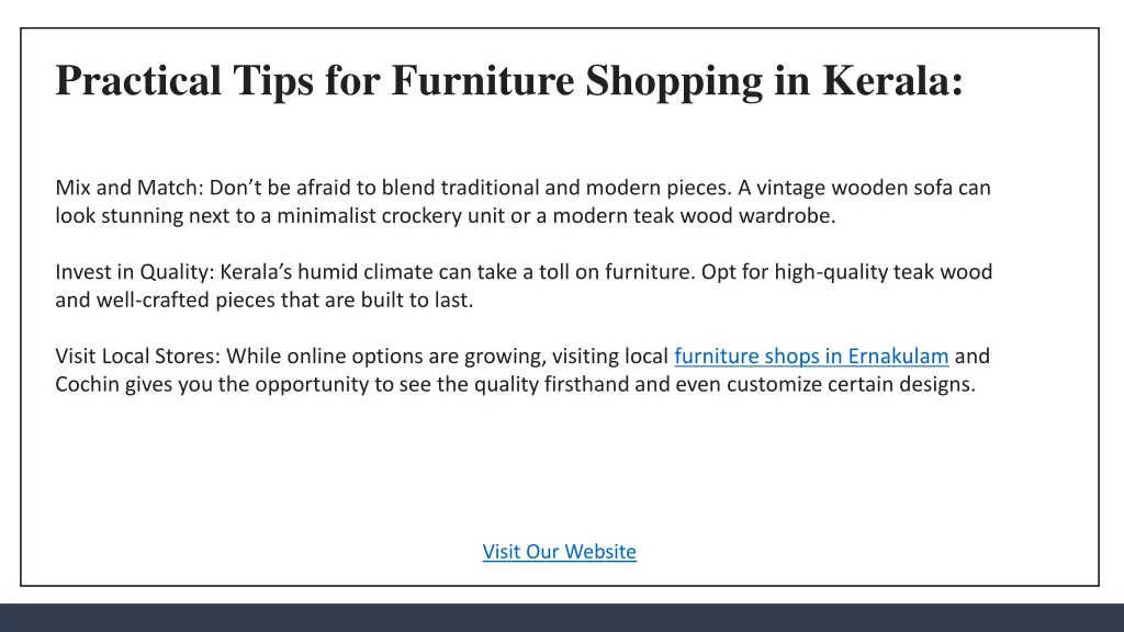 practical tips for furniture shopping in kerala