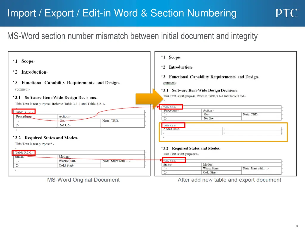 import export edit in word section numbering 1