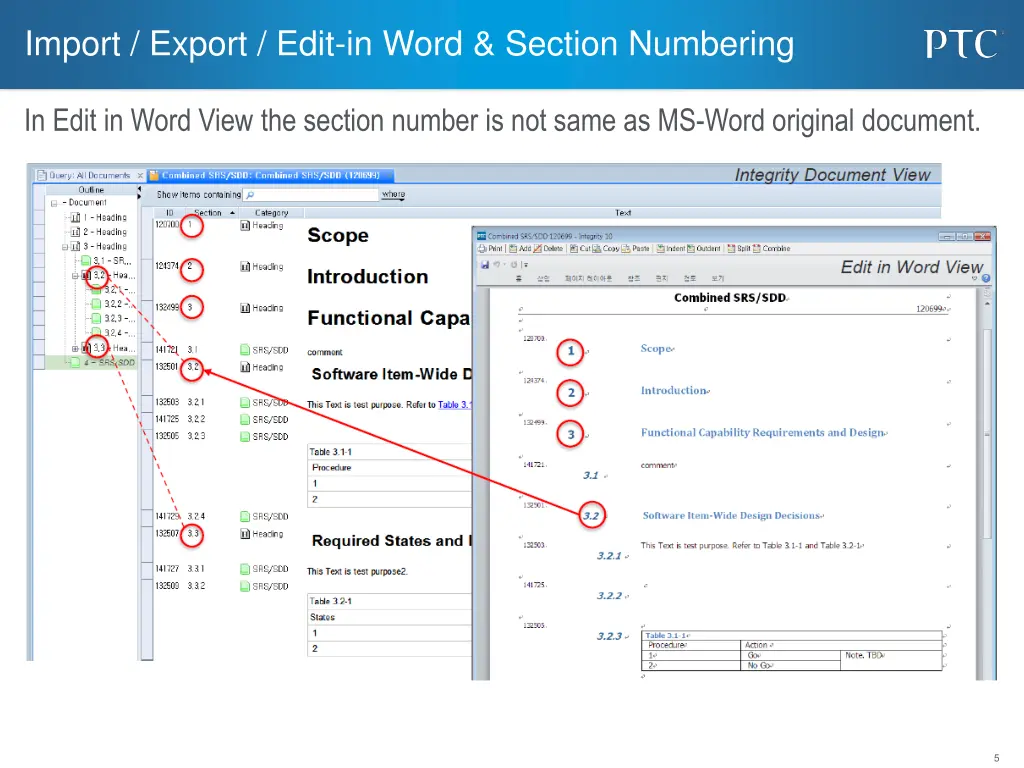 import export edit in word section numbering 3