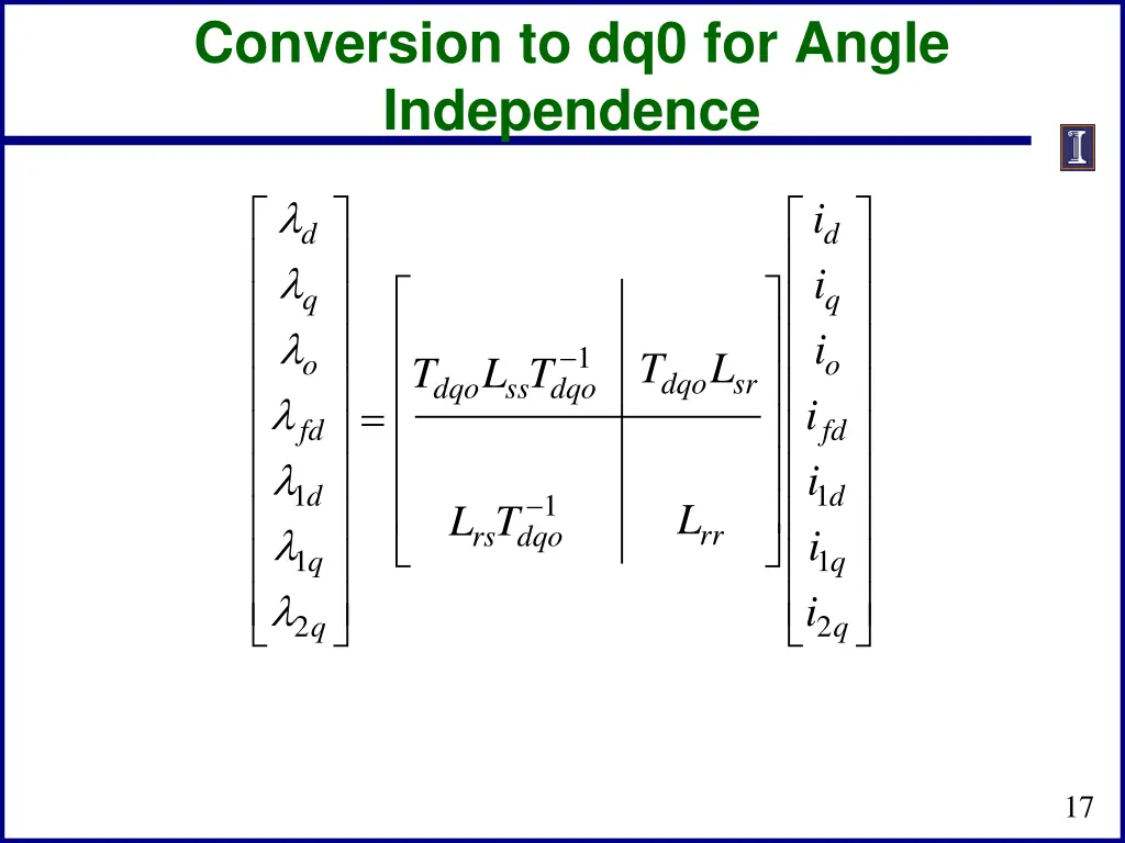 conversion to dq0 for angle independence