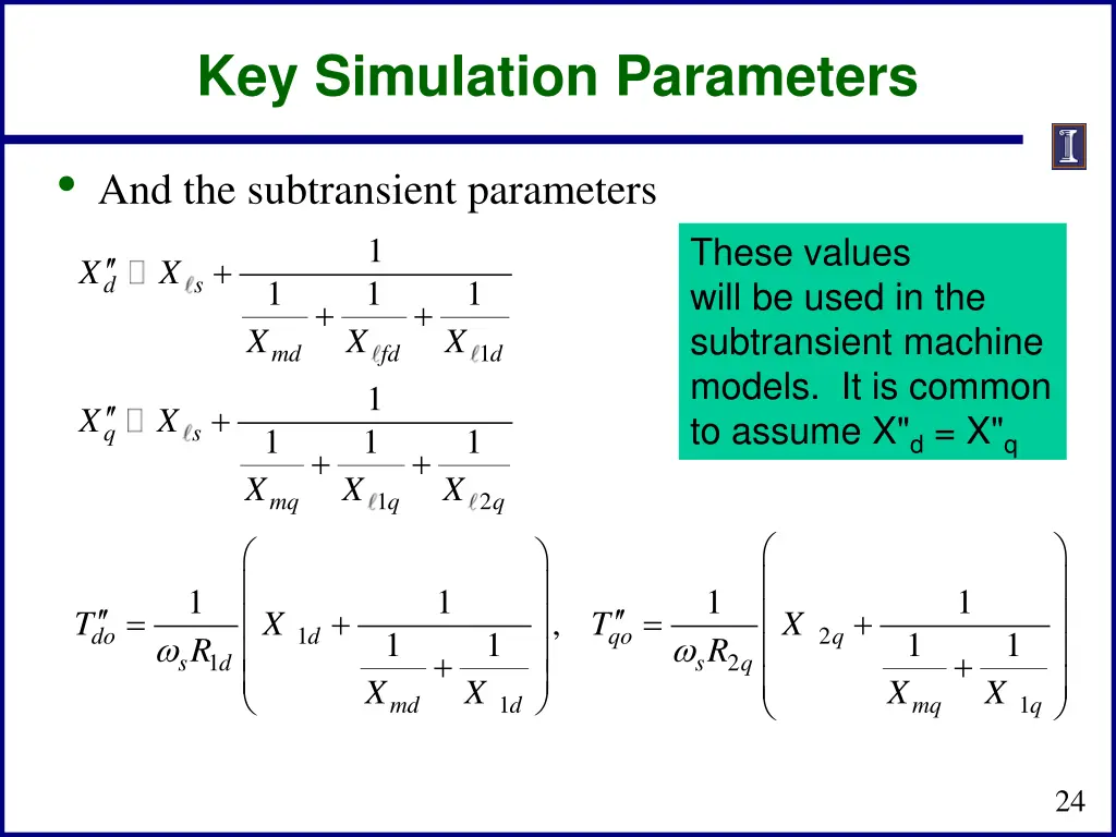 key simulation parameters 1