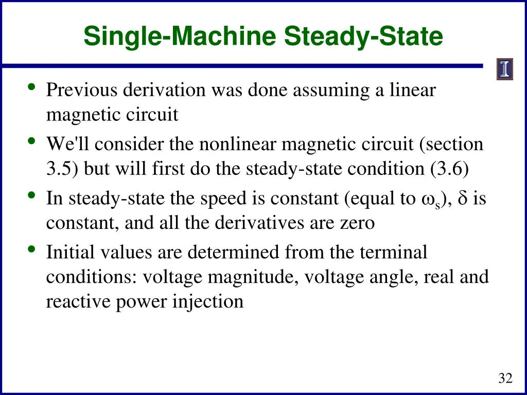 single machine steady state