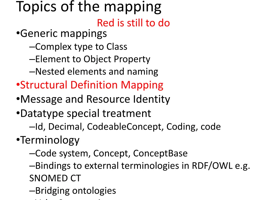 topics of the mapping