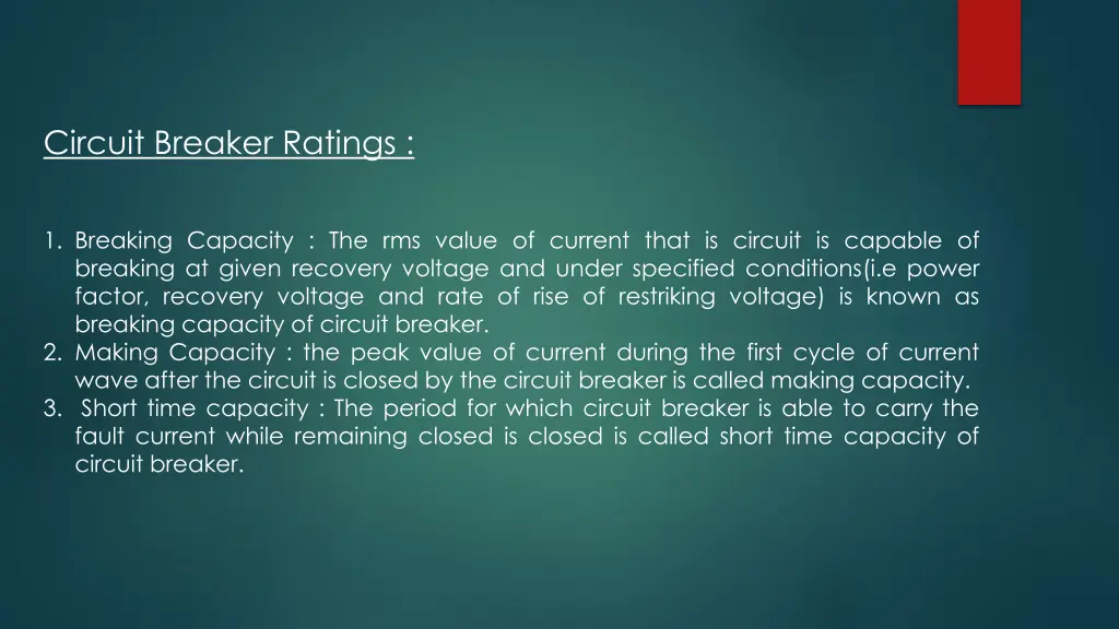 circuit breaker ratings