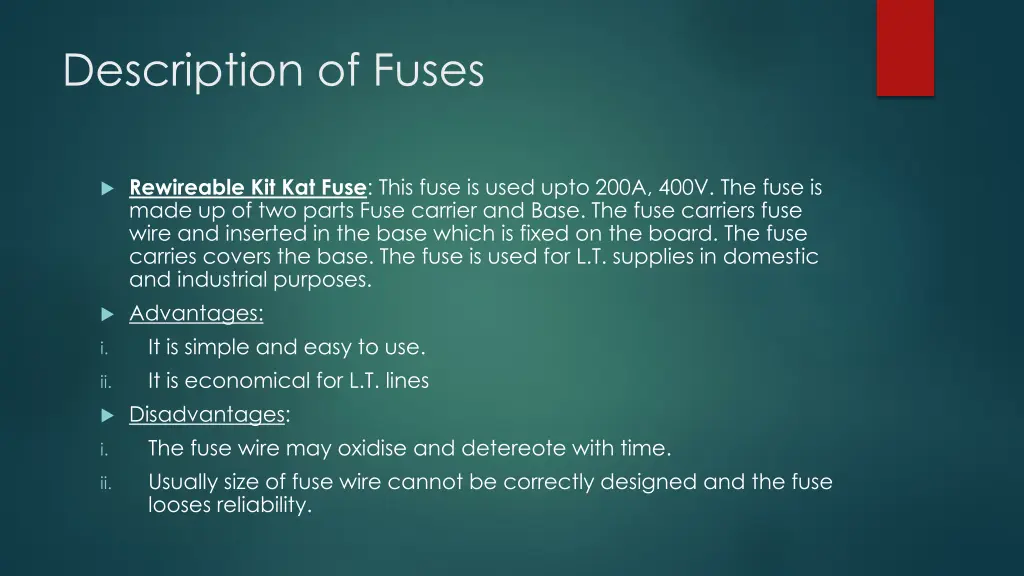 description of fuses