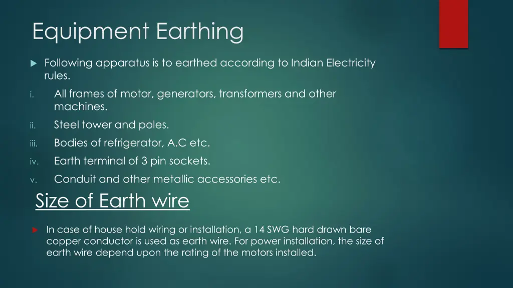 equipment earthing