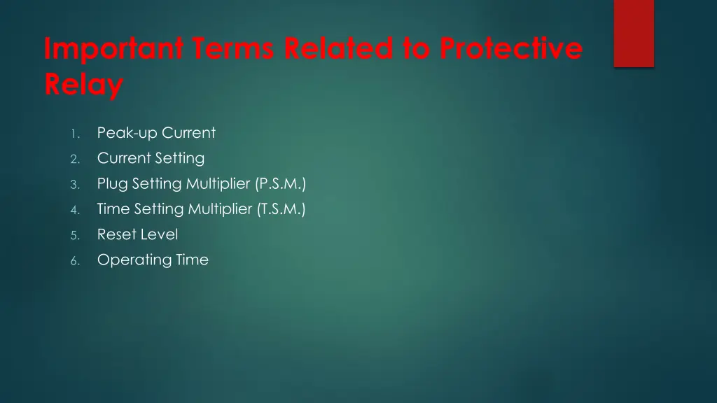 important terms related to protective relay