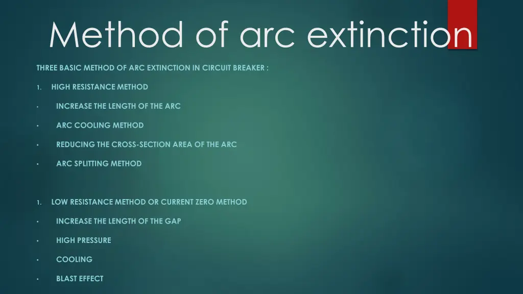 method of arc extinction