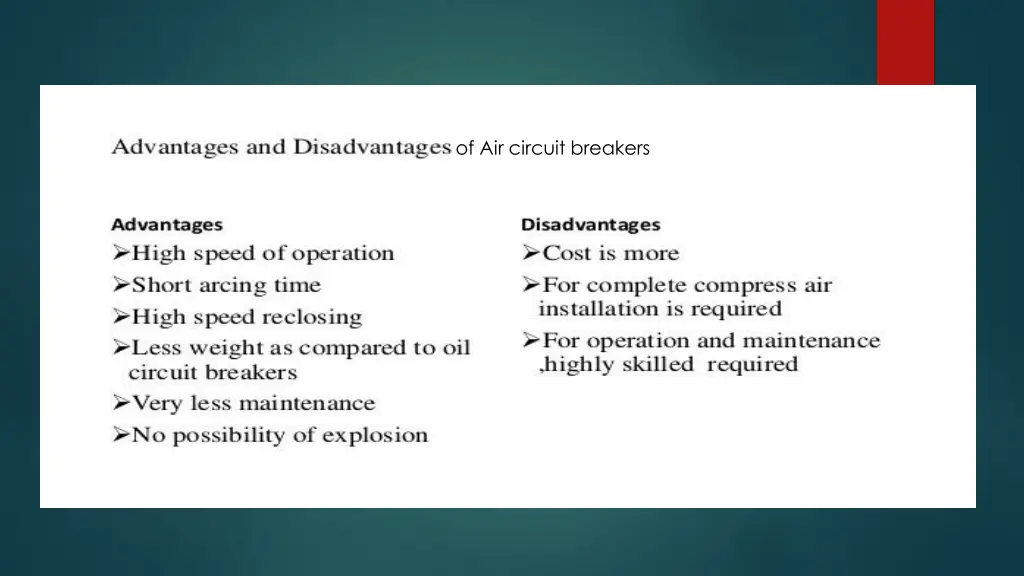 of air circuit breakers