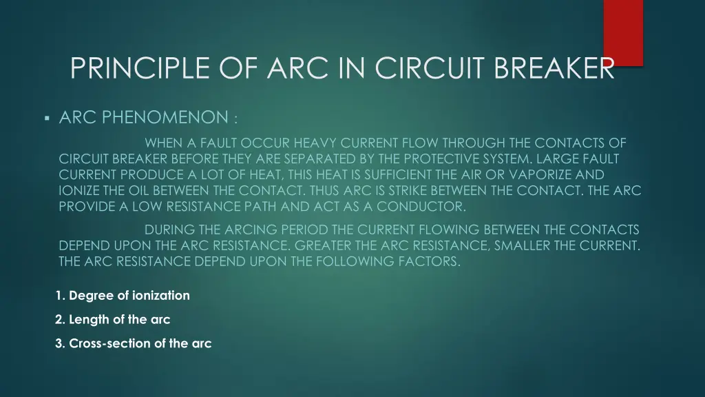 principle of arc in circuit breaker