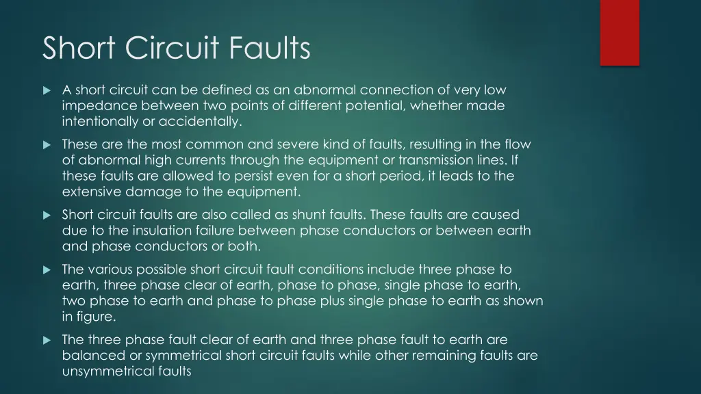 short circuit faults