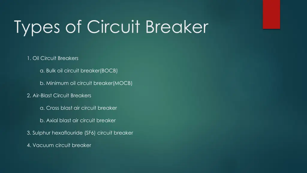 types of circuit breaker