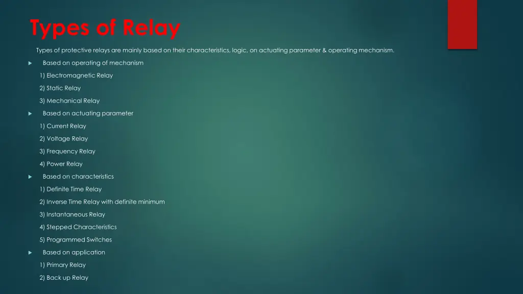 types of relay